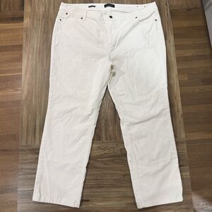 Talbots Corduroy Pants Women Flawless Straight Preppy Stretch Size 20 Off  White